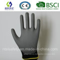 13G poliéster negro con guantes de seguridad de recubrimiento de PU Gary (SL-PU206 (13G))